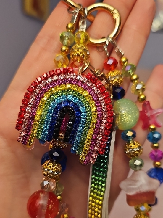 Accessories - Multicolor Crystal Rainbow Purse Charm